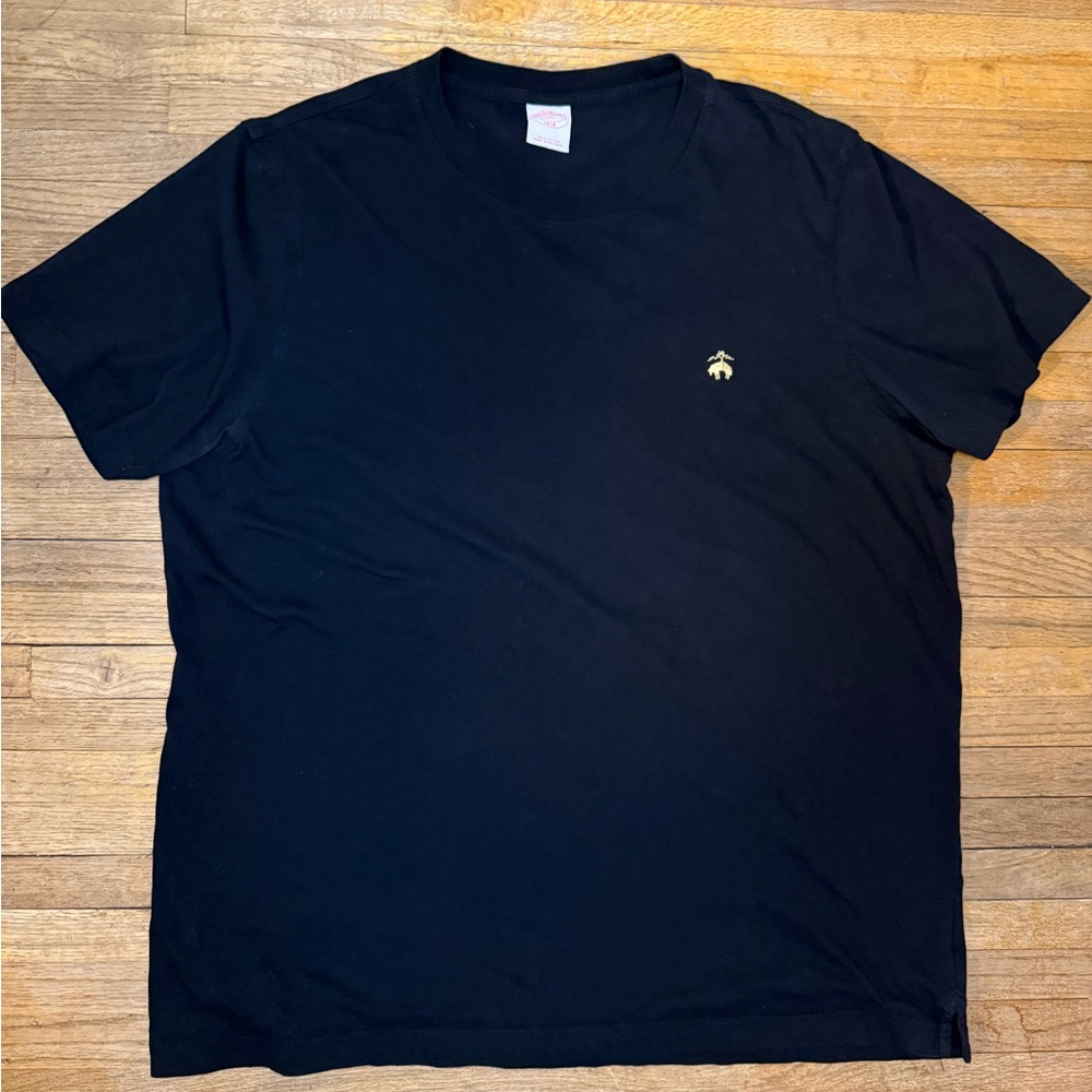 Brooks Brothers 1818 Black Logo Tee XXL Gold Embroidered Cotton Shirt